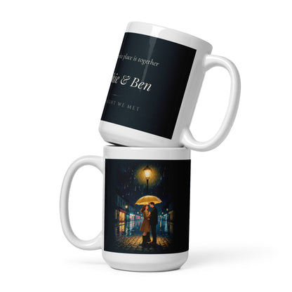 custom couple portrait – front view, front view – White Glossy Mug