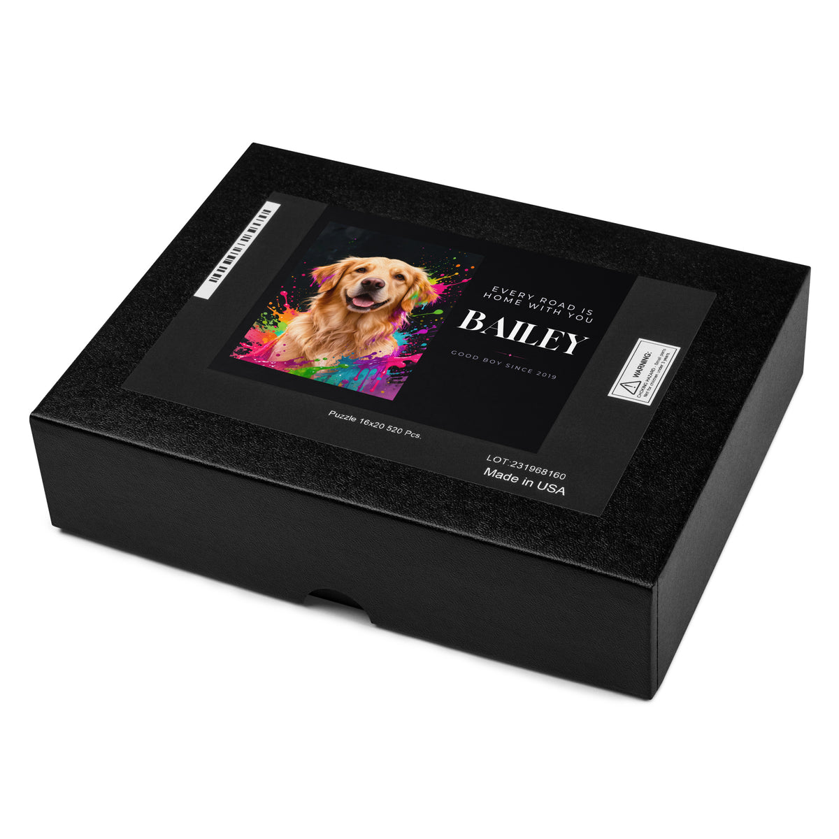 Neon Dog Portrait – close-up, product details 2 – Jigsaw Puzzle