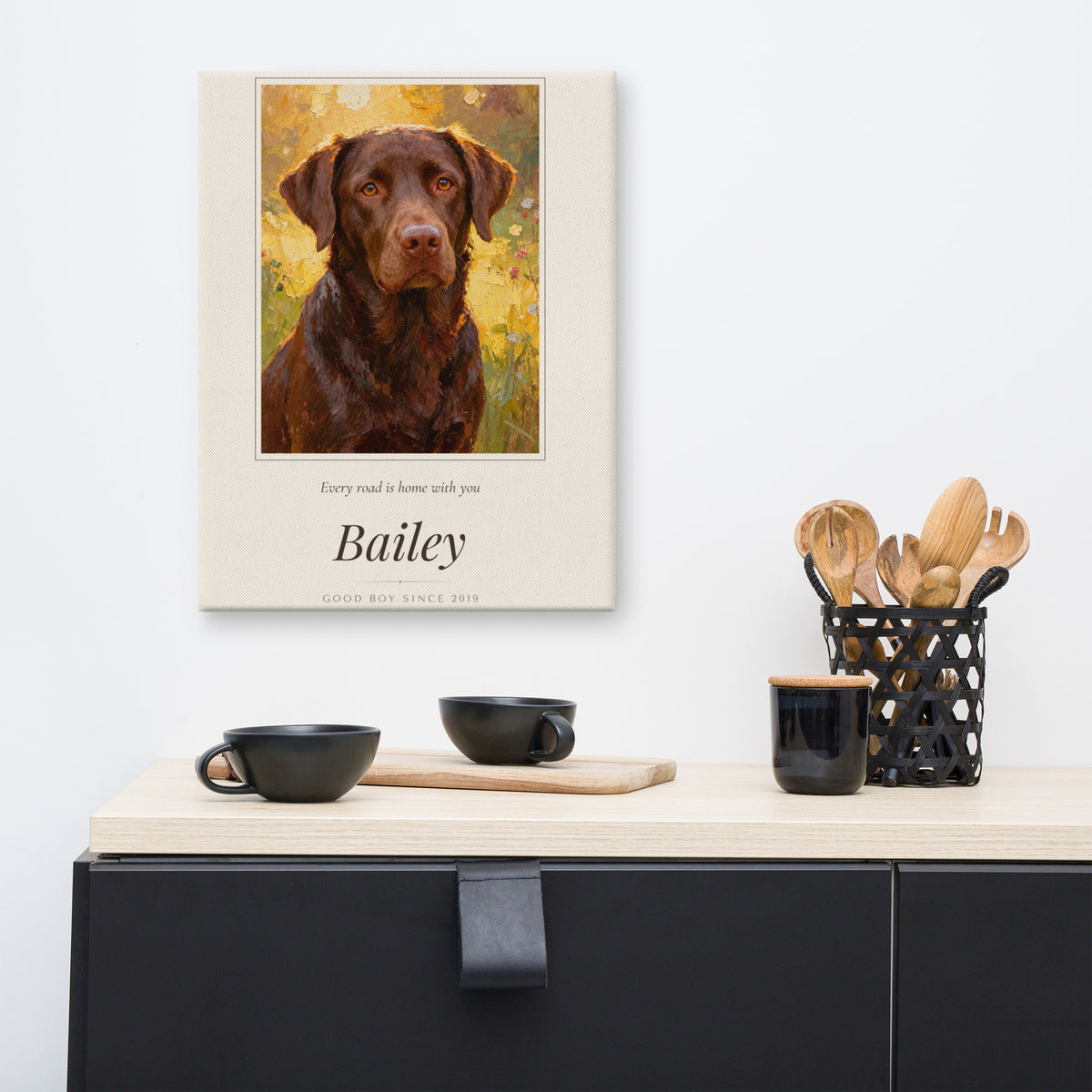 Oil Painting Dog Portrait – lifestyle photo – Canvas Print