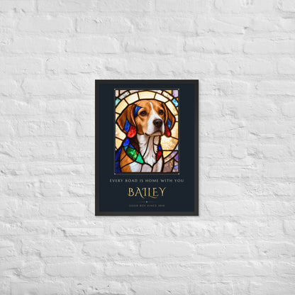 Stained Glass Dog Portrait – lifestyle photo – Framed Print