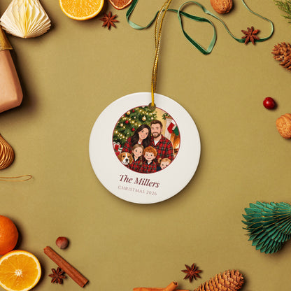 christmas family portrait – lifestyle photo – Ceramic Ornament