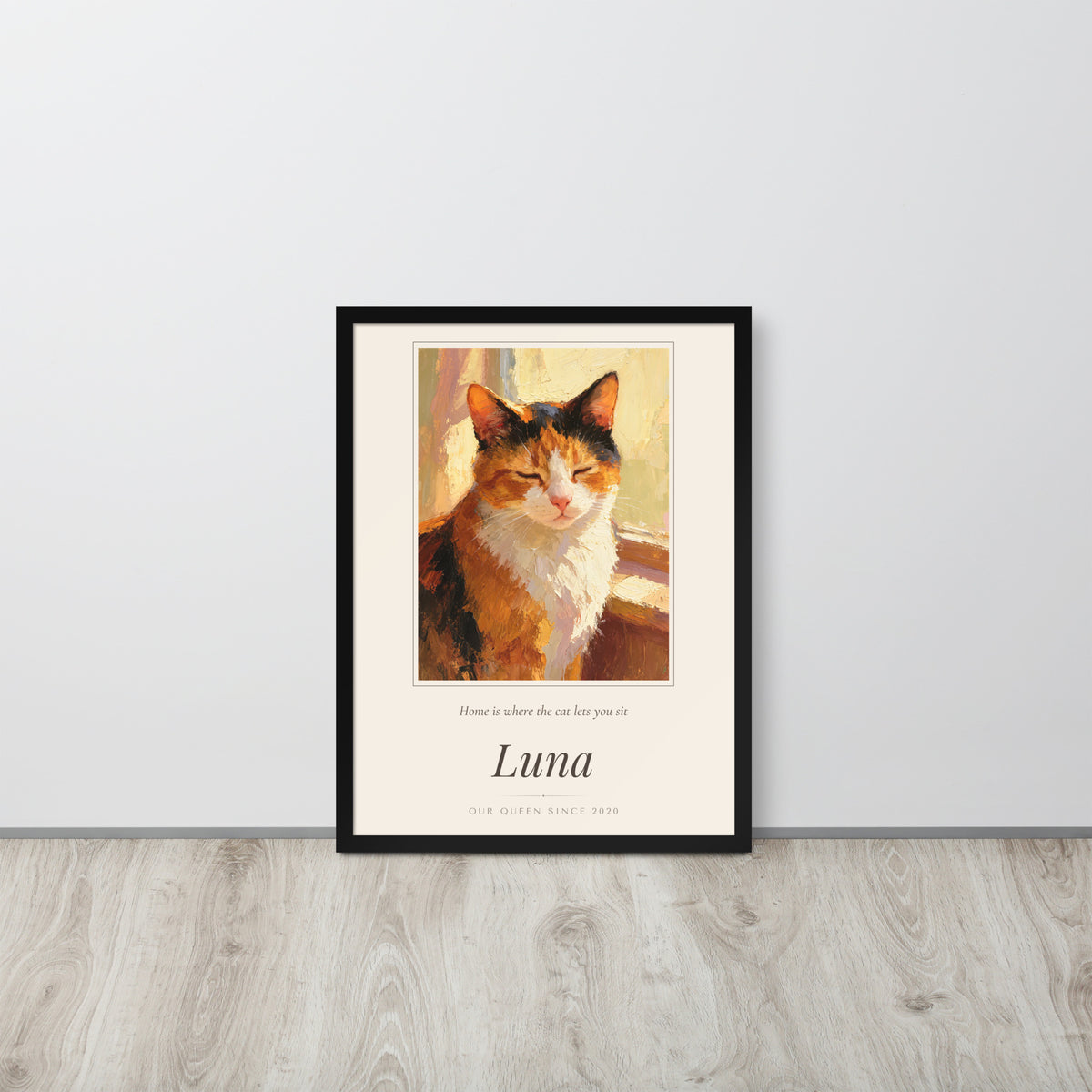 Oil Painting Cat Portrait – lifestyle photo – Framed Print