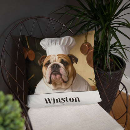 custom dog portrait – product photo, front lifestyle 4 – Chef de Cuisine Pillow
