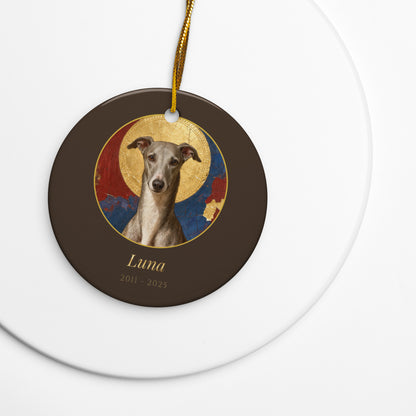 pet memorial portrait – lifestyle photo – Gold-Leaf Icon Ornament