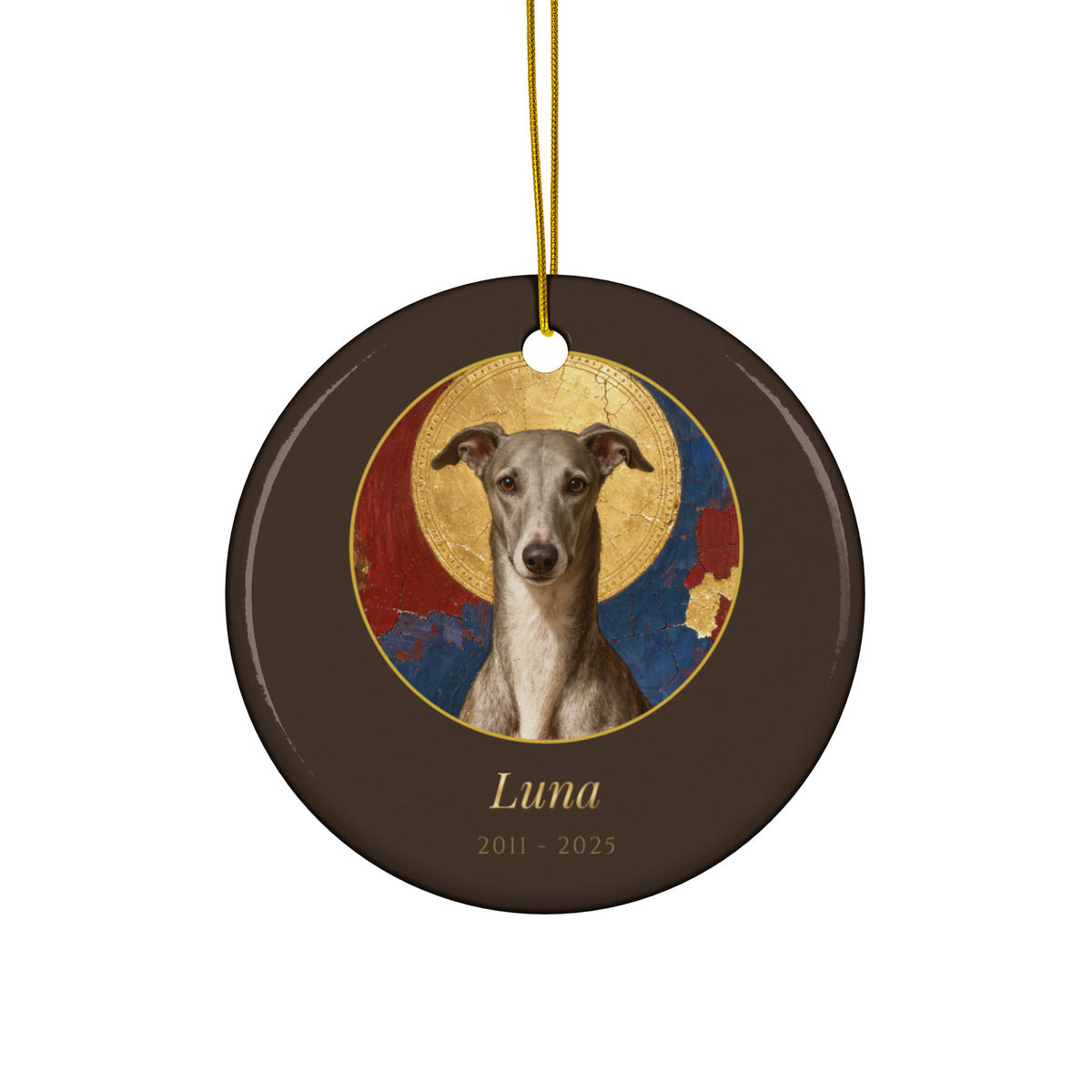 pet memorial portrait – product photo – Gold-Leaf Icon Ornament