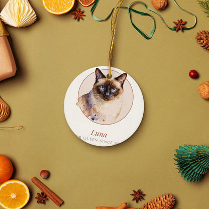Watercolor Cat Portrait – lifestyle photo – Ceramic Ornament