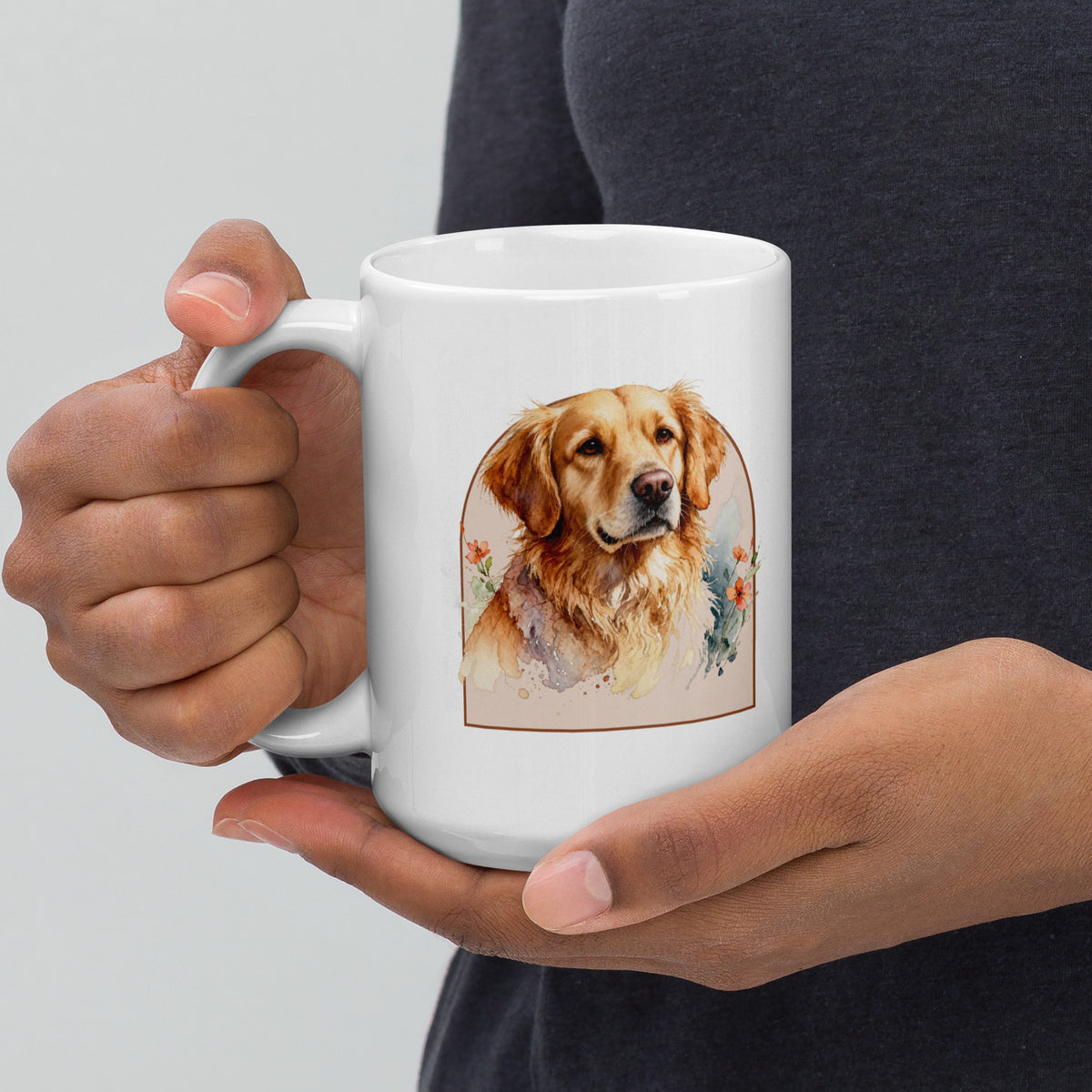 Watercolor Pet Memorial Portrait – product photo, handle on left – Coffee Mug