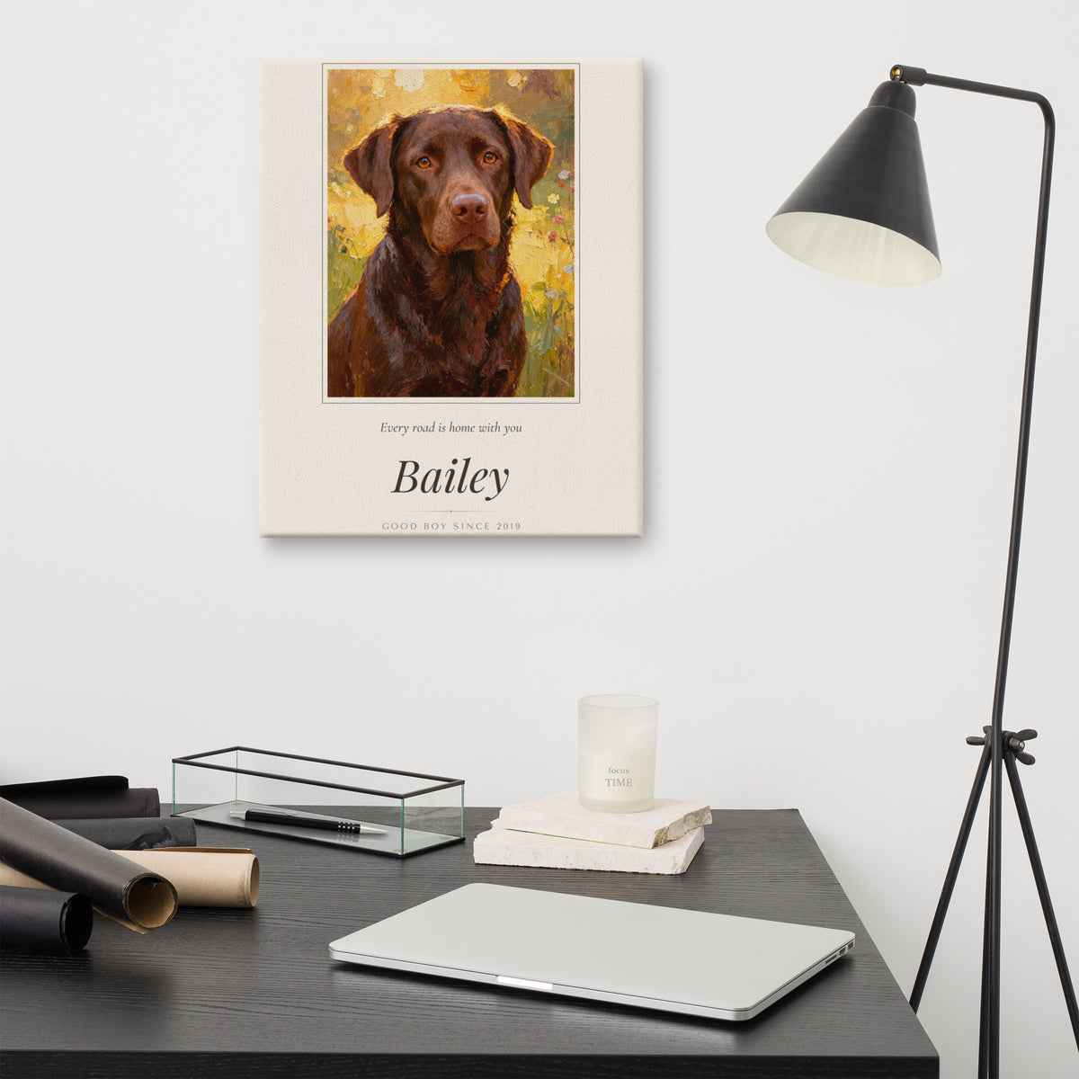 Oil Painting Dog Portrait – lifestyle photo – Canvas Print