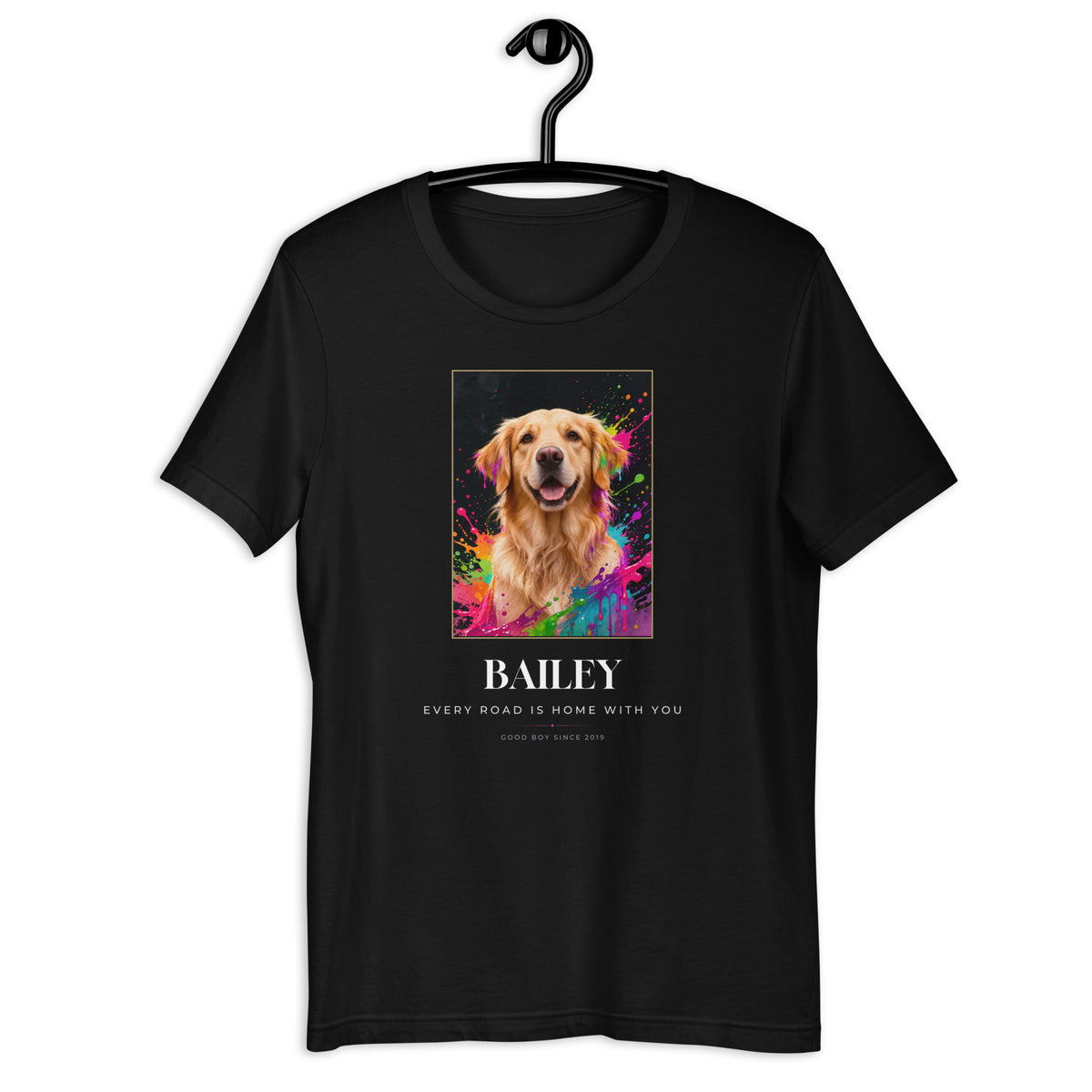 Neon Dog Portrait – front view – T-Shirt