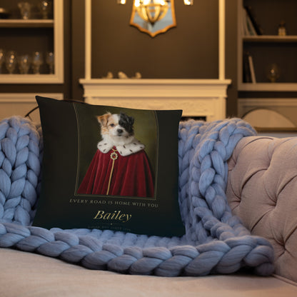 Royal Dog Portrait – Royal Pet Portrait Pillow - Custom Royal Dog Portrait from Photo - Front Lifestyle 3 – Throw Pillow
