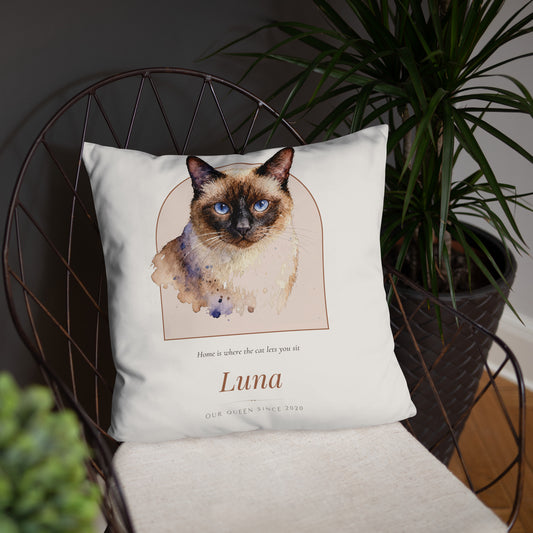 Watercolor Cat Portrait – product photo, front lifestyle 4 – Throw Pillow