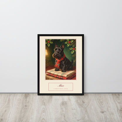 christmas pet portrait – lifestyle photo – Enhanced Matte Paper Framed Poster