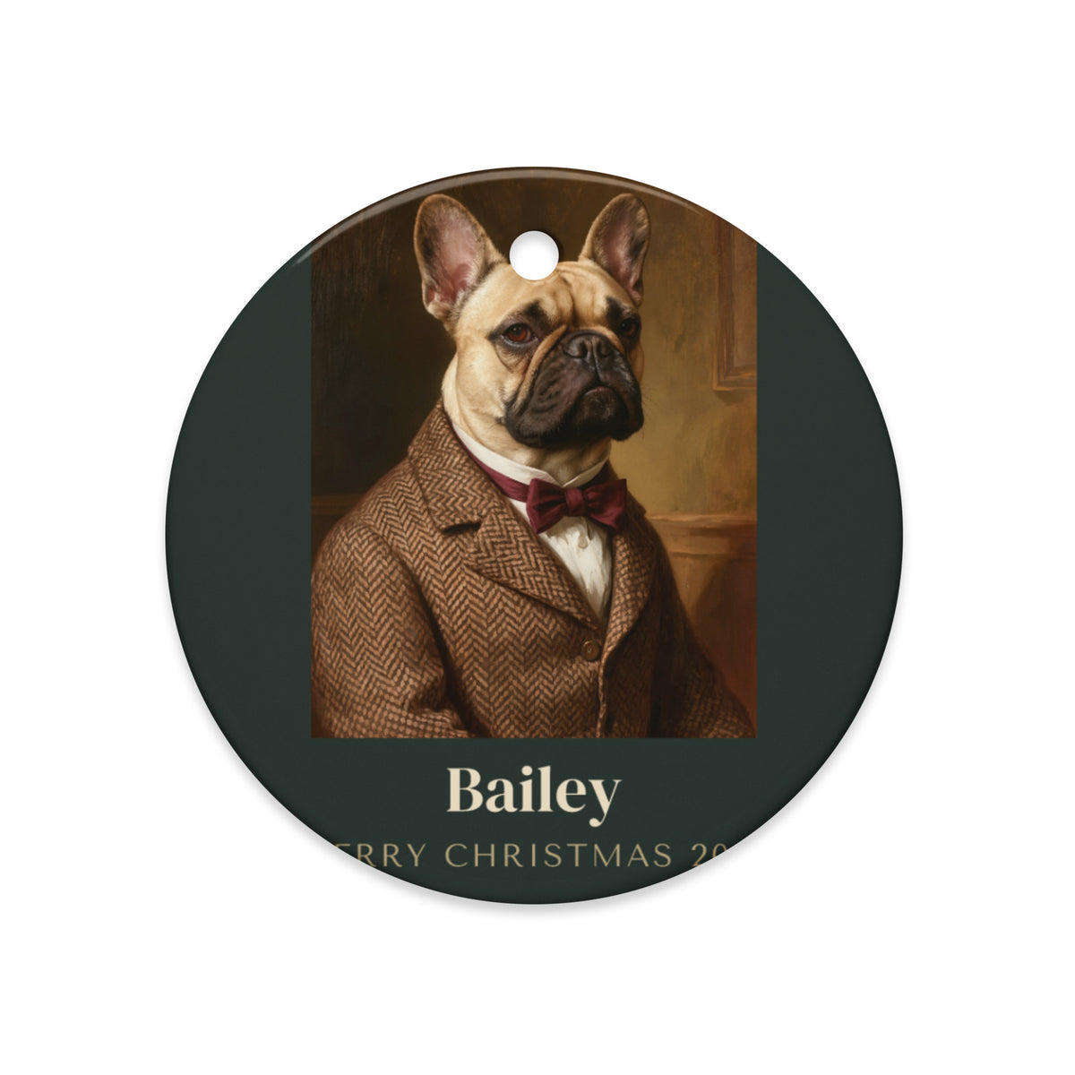 Gentleman Pet Christmas Gift – lifestyle photo – Ceramic Ornament