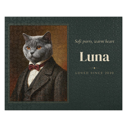 Gentleman Cat Portrait Gift for Mom – front view – Jigsaw Puzzle