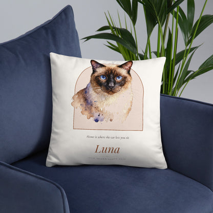 Watercolor Cat Portrait – lifestyle photo, front lifestyle 6 – Throw Pillow