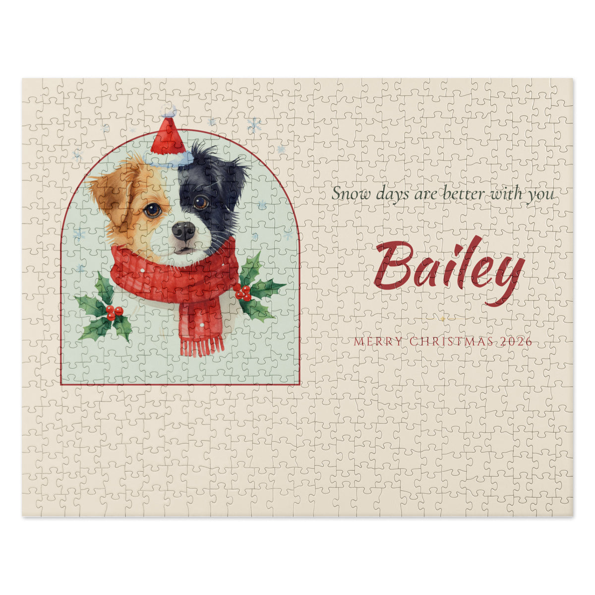 Christmas Dog Portrait – front view – Jigsaw Puzzle