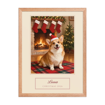 christmas pet portrait – front view – Enhanced Matte Paper Framed Poster
