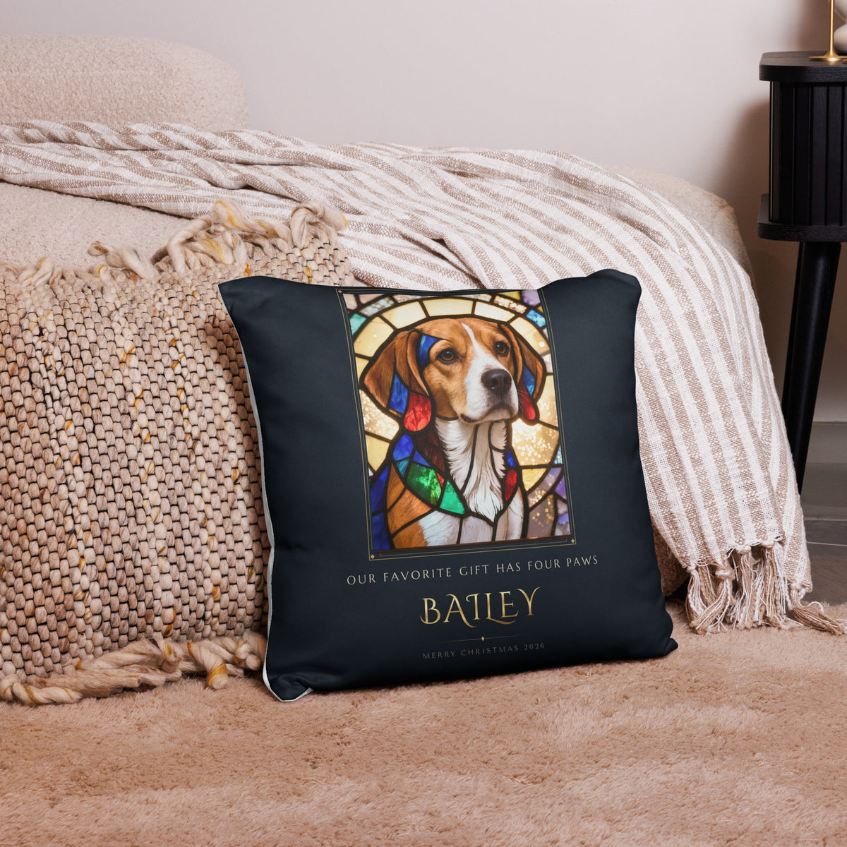 Stained Glass Pet Christmas Gift – lifestyle photo – Throw Pillow
