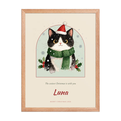 Christmas Cat Portrait – front view – Framed Print