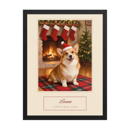 christmas pet portrait – product photo – Enhanced Matte Paper Framed Poster