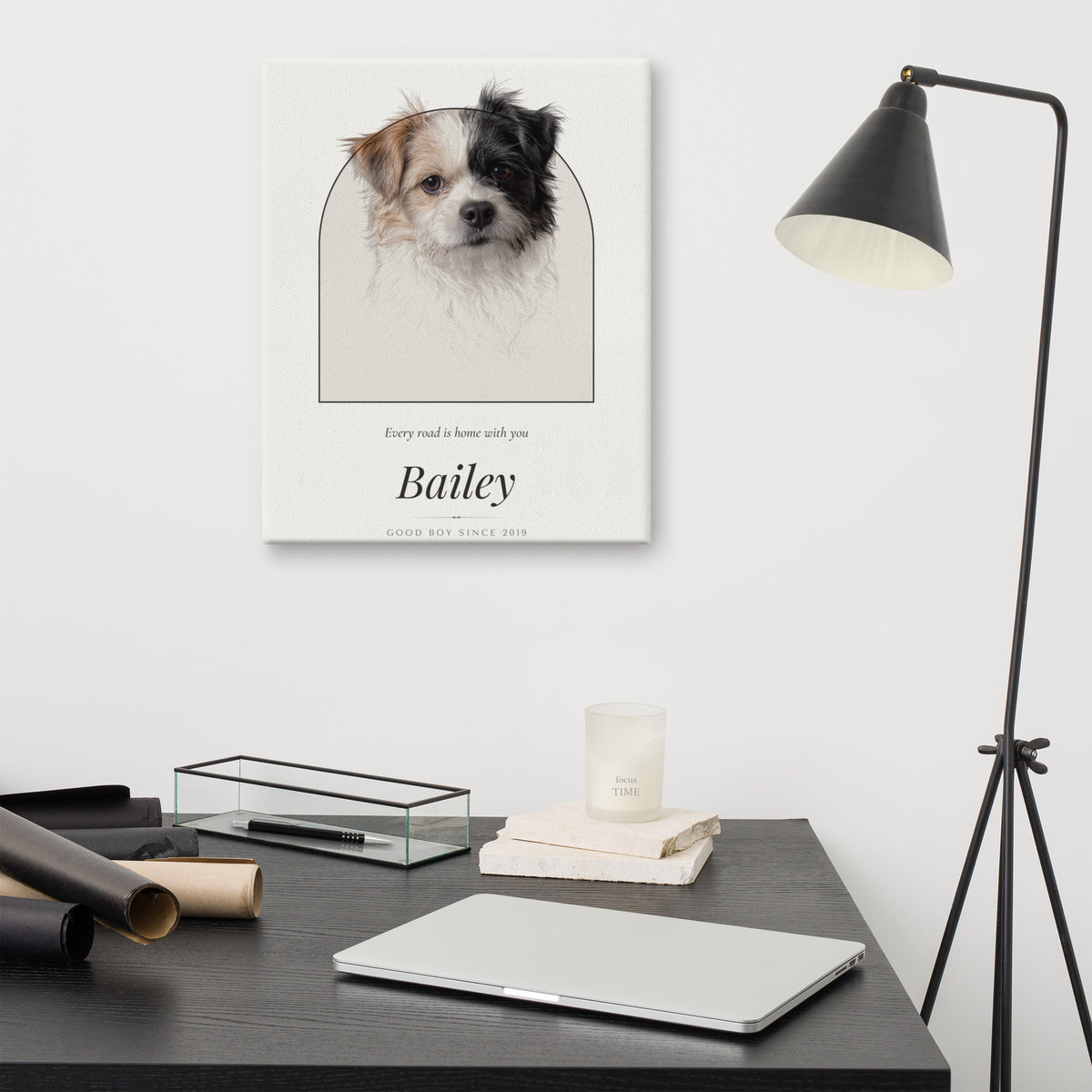 Pencil Sketch Dog Portrait – lifestyle photo – Canvas Print