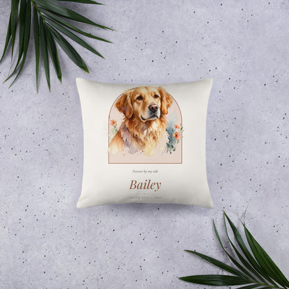 Watercolor Pet Memorial Portrait – front view – Throw Pillow