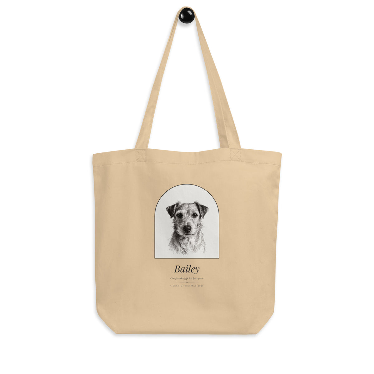 Pencil Sketch Pet Christmas Gift – front view – Tote Bag