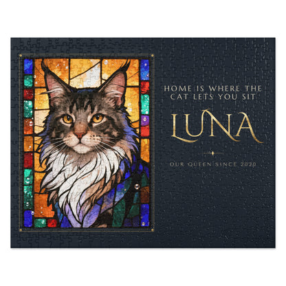 Stained Glass Cat Portrait – front view – Jigsaw Puzzle