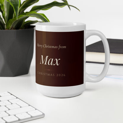 christmas pet portrait – lifestyle photo, office environment – Heirloom Tartan Portrait Mug