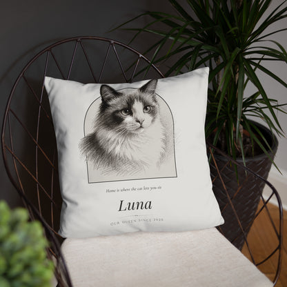 Pencil Sketch Cat Portrait – product photo, front lifestyle 4 – Throw Pillow