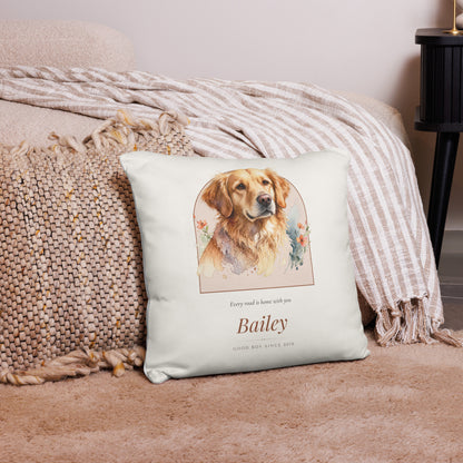 Watercolor Dog Portrait – lifestyle photo – Throw Pillow