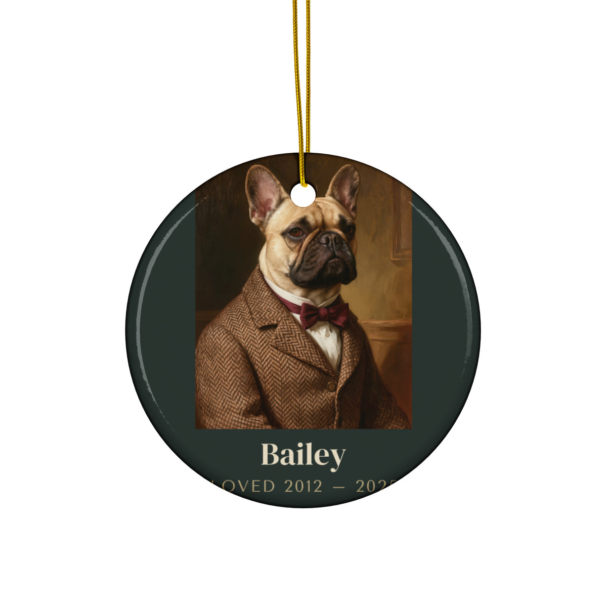 Gentleman Pet Memorial Portrait – product photo – Ceramic Ornament