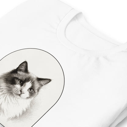 Pencil Sketch Cat Portrait – close-up, zoomed-in – T-Shirt
