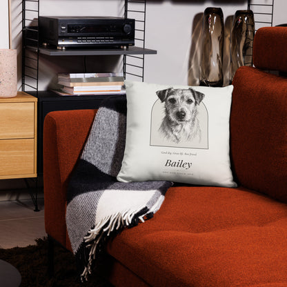 Pencil Sketch Dog Dad Gift – lifestyle photo – Throw Pillow
