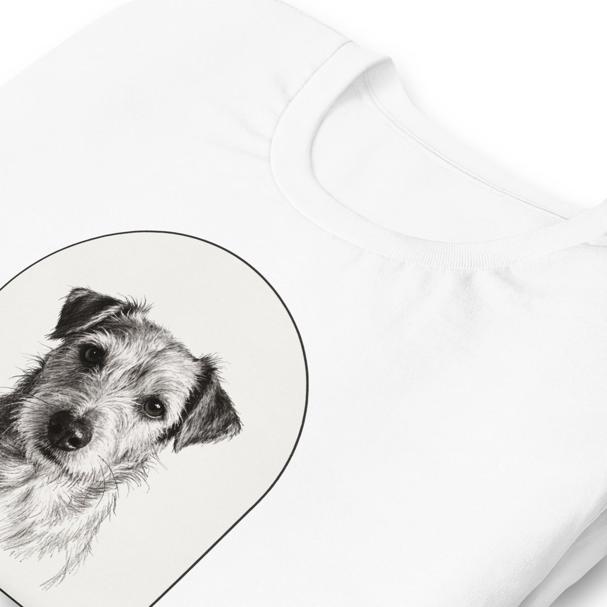 Pencil Sketch Dog Portrait – close-up, zoomed-in – T-Shirt