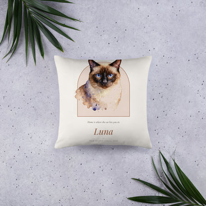 Watercolor Cat Portrait – front view – Throw Pillow