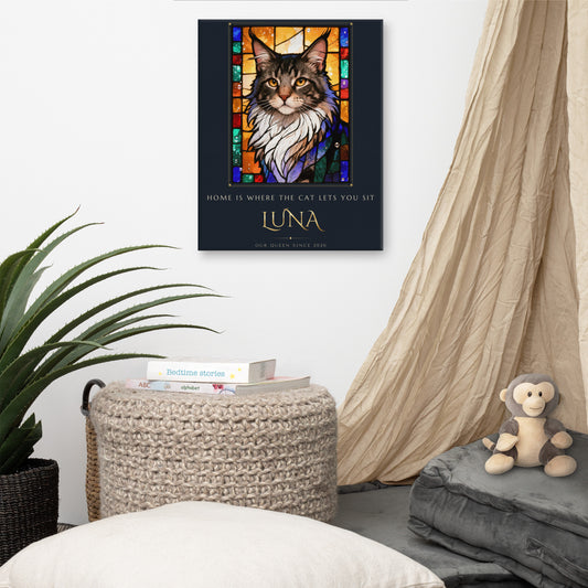 Stained Glass Cat Portrait – lifestyle photo – Canvas Print
