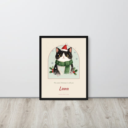 Christmas Cat Portrait Gift for Mom – lifestyle photo – Framed Print