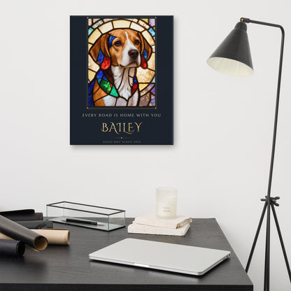 Stained Glass Dog Portrait – lifestyle photo – Canvas Print