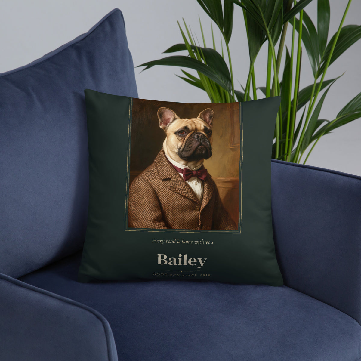 Gentleman Dog Portrait – lifestyle photo, front lifestyle 6 – Throw Pillow
