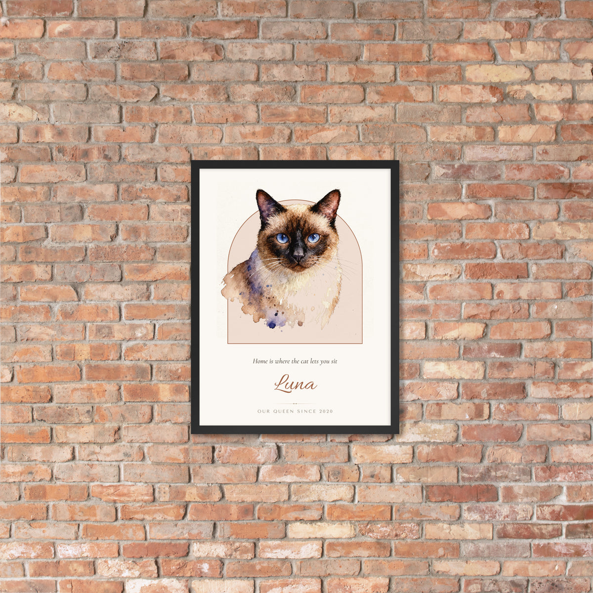 Watercolor Cat Portrait – lifestyle photo, lifestyle 4 – Framed Print