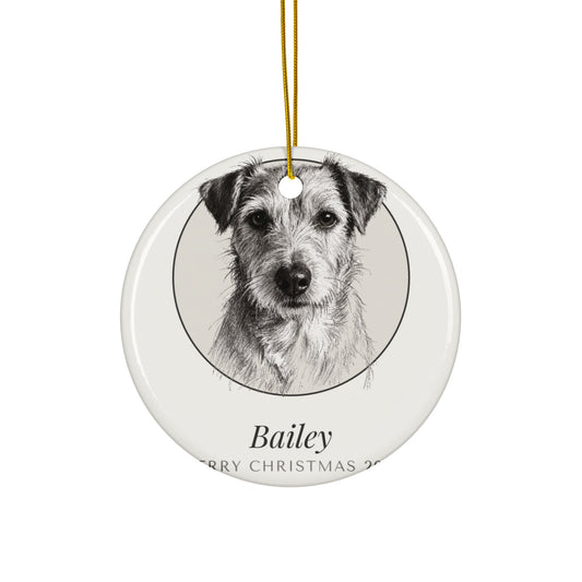 Pencil Sketch Pet Christmas Gift – product photo – Ceramic Ornament