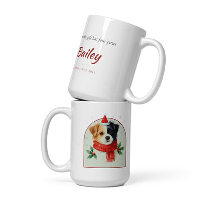 Christmas Dog Portrait Gift for Mom – front view, front view – Coffee Mug