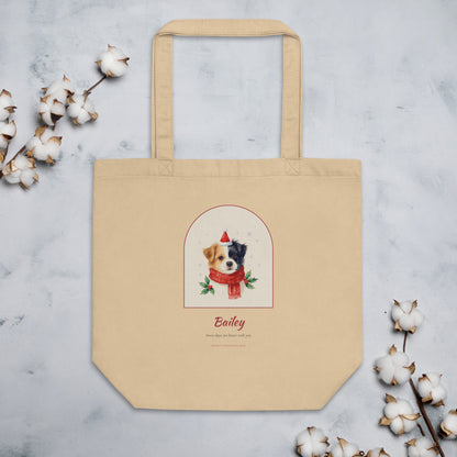 Christmas Dog Portrait – Christmas Pet Portrait Tote Bag - Custom Christmas Dog Portrait from Photo - Front – Tote Bag