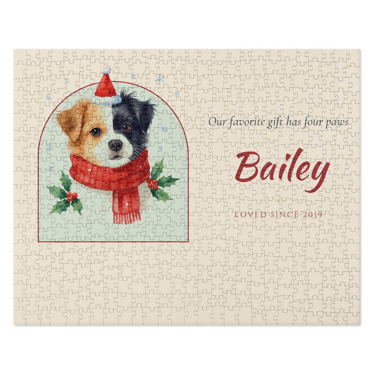 Christmas Dog Portrait Gift for Mom – front view – Jigsaw Puzzle