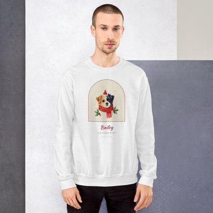 Christmas Dog Portrait Gift for Mom – lifestyle photo – Crewneck Sweatshirt
