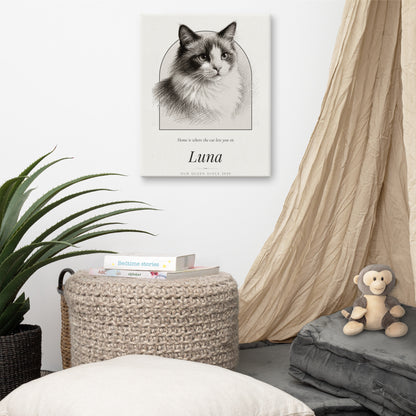 Pencil Sketch Cat Portrait – lifestyle photo – Canvas Print