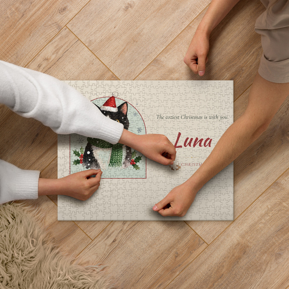 Christmas Cat Portrait – lifestyle photo – Jigsaw Puzzle