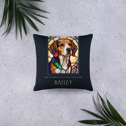 Stained Glass Pet Christmas Gift – front view – Throw Pillow