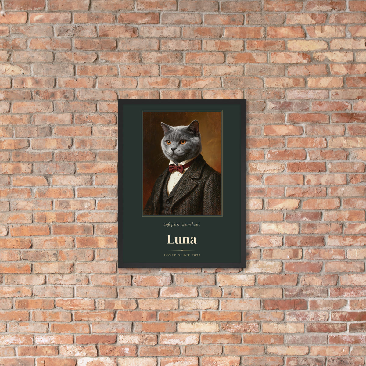 Gentleman Cat Portrait Gift for Mom – lifestyle photo, lifestyle 4 – Framed Print